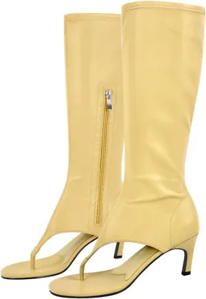 Women's Open Toe Clip-On Knee High Boots - Thin Heels Party Sandals