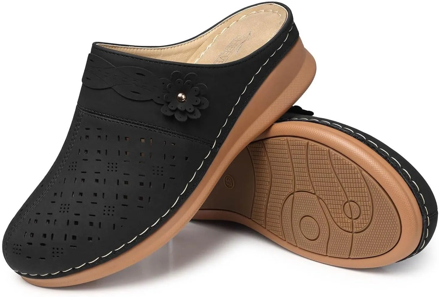 Womens Orthopedic Sandals Women's Comfortable Floral Non Slip Breathable Thick Soled Large Size Mules Clogs Women's