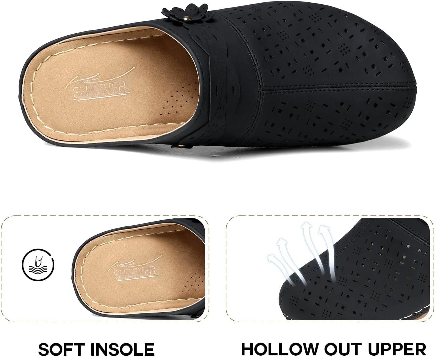 Womens Orthopedic Sandals Women's Comfortable Floral Non Slip Breathable Thick Soled Large Size Mules Clogs Women's