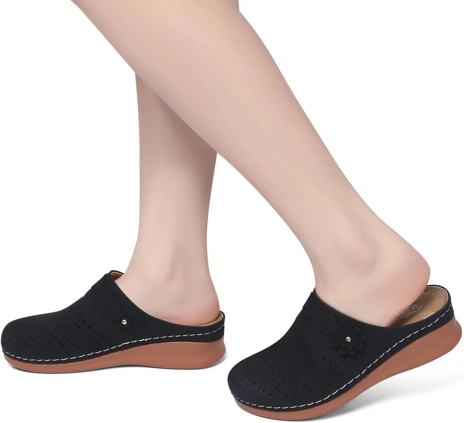 Womens Orthopedic Sandals Women's Comfortable Floral Non Slip Breathable Thick Soled Large Size Mules Clogs Women's