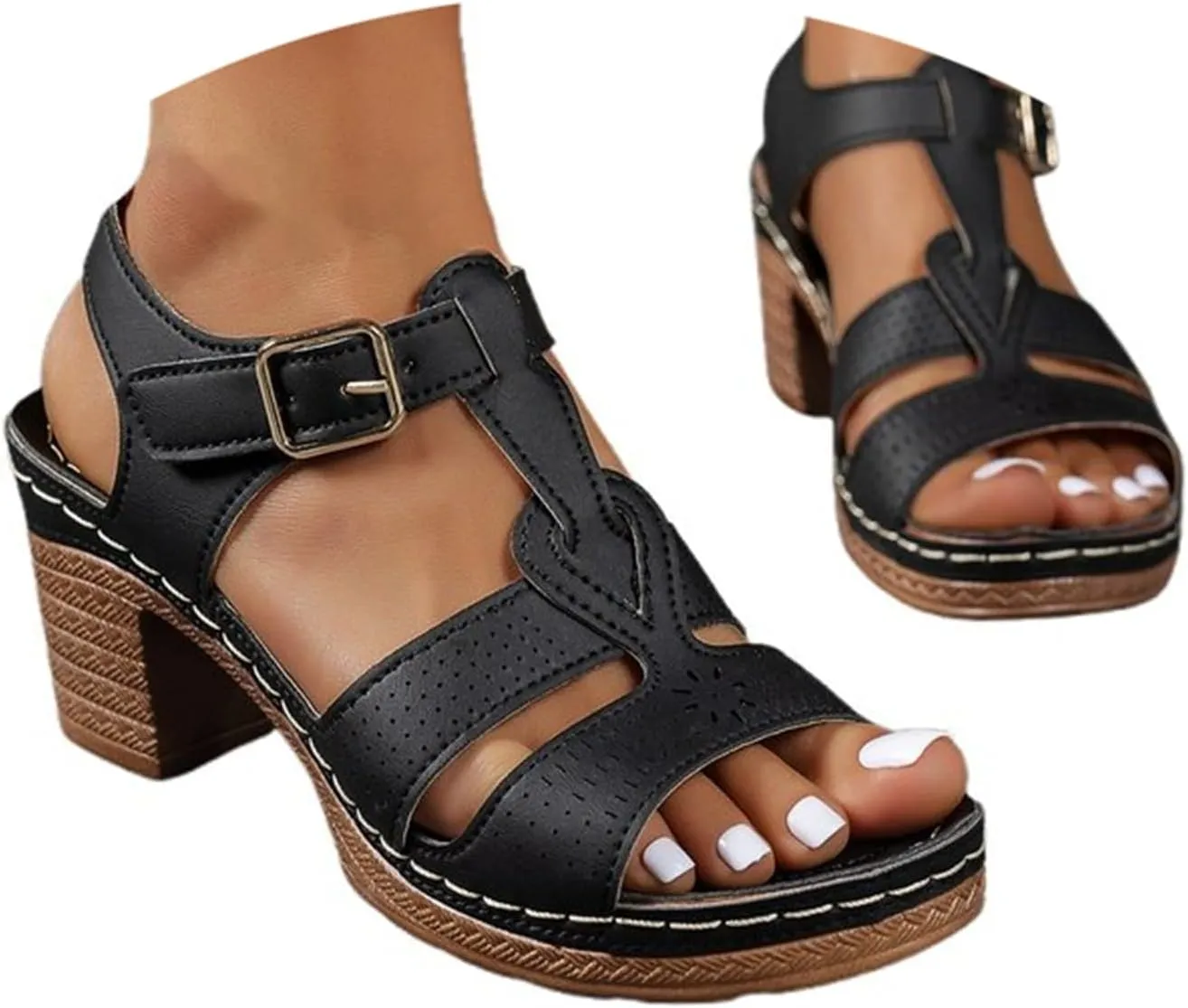 Women's Orthotic High Heeled Platform Wedge Sandals, Summer Beach Open Toe Slippers Non Slip High Heels Flip Flops Comfortable Walking Shoes