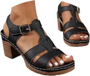 Women's Orthotic High Heeled Platform Wedge Sandals, Summer Beach Open Toe Slippers Non Slip High Heels Flip Flops Comfortable Walking Shoes