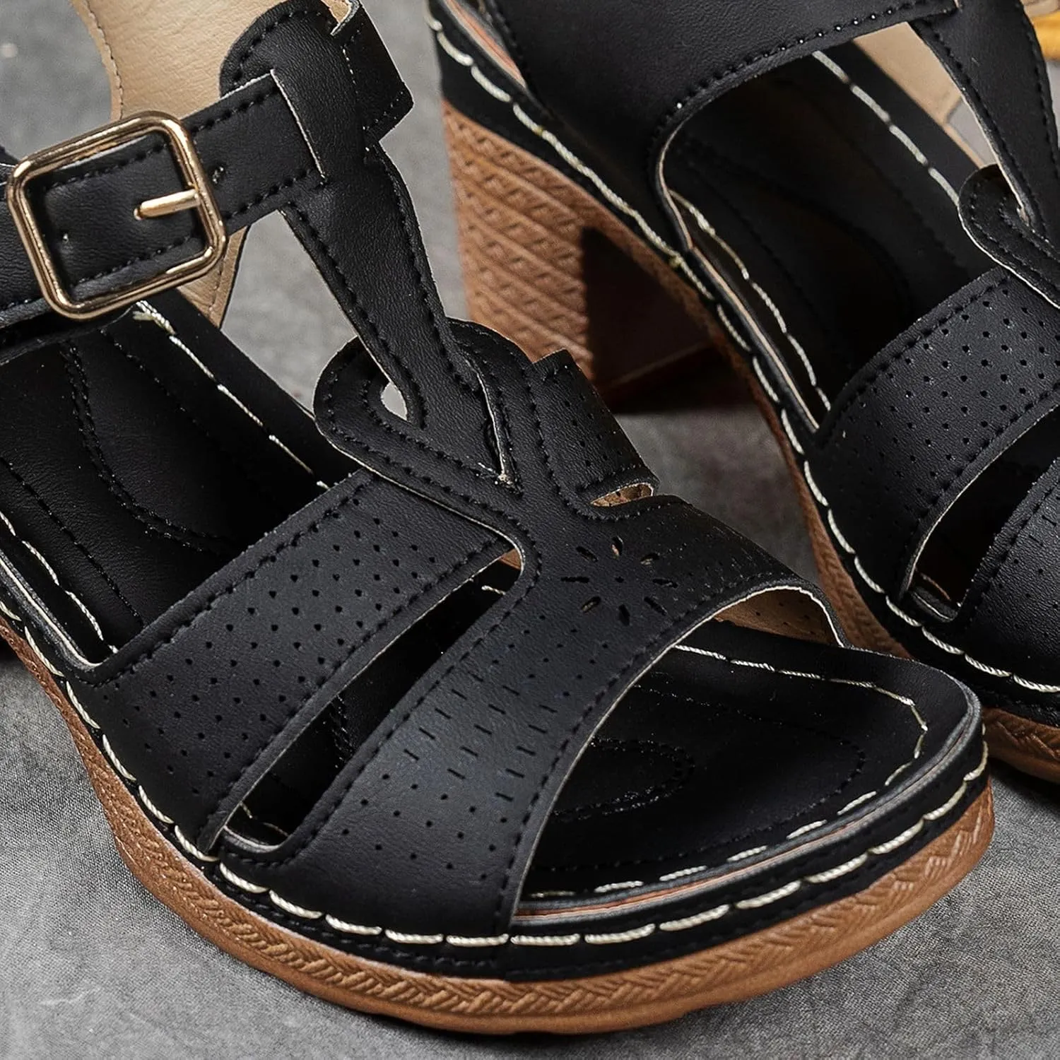 Women's Orthotic High Heeled Platform Wedge Sandals, Summer Beach Open Toe Slippers Non Slip High Heels Flip Flops Comfortable Walking Shoes