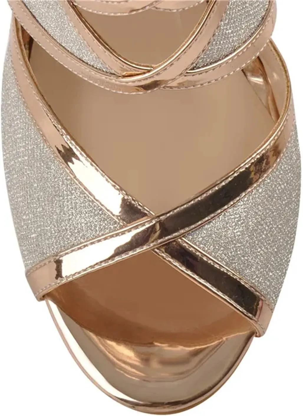 Women's Peep Toe 12cm Thin Heel Sandals - Glitter Cut Out Gold Evening Party Pumps