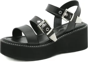 Women's Platform Chunky Heels Sandals with Ankle Buckle Summer Casual Open Toe Roman Sandals Fashion Comfort Slingback Minimalist Gothic Sandals
