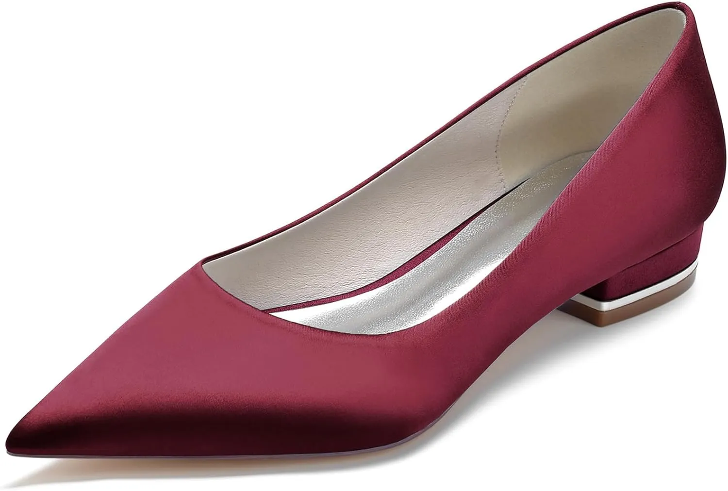 Women's Pointed Toe Satin Wedding Dress Shoes Slip on Bridal Ballet Flats Evening Prom Party Pumps