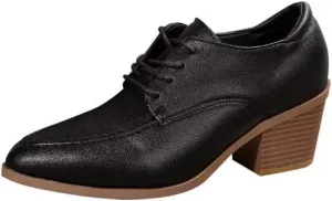 Women's P𝐚tent Leather Low Heels Vintage Wingtip Oxf𝐨rds Pumps L𝐚ce Up Pointed Toe Flat Retro Br𝐨gues Dress Shoes