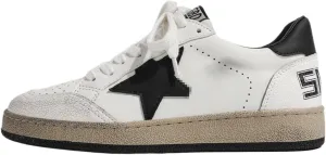Women's Retro Star Leather Sneakers Low-Top Casual Vintage Colorblock Dirty Shoes for Girls