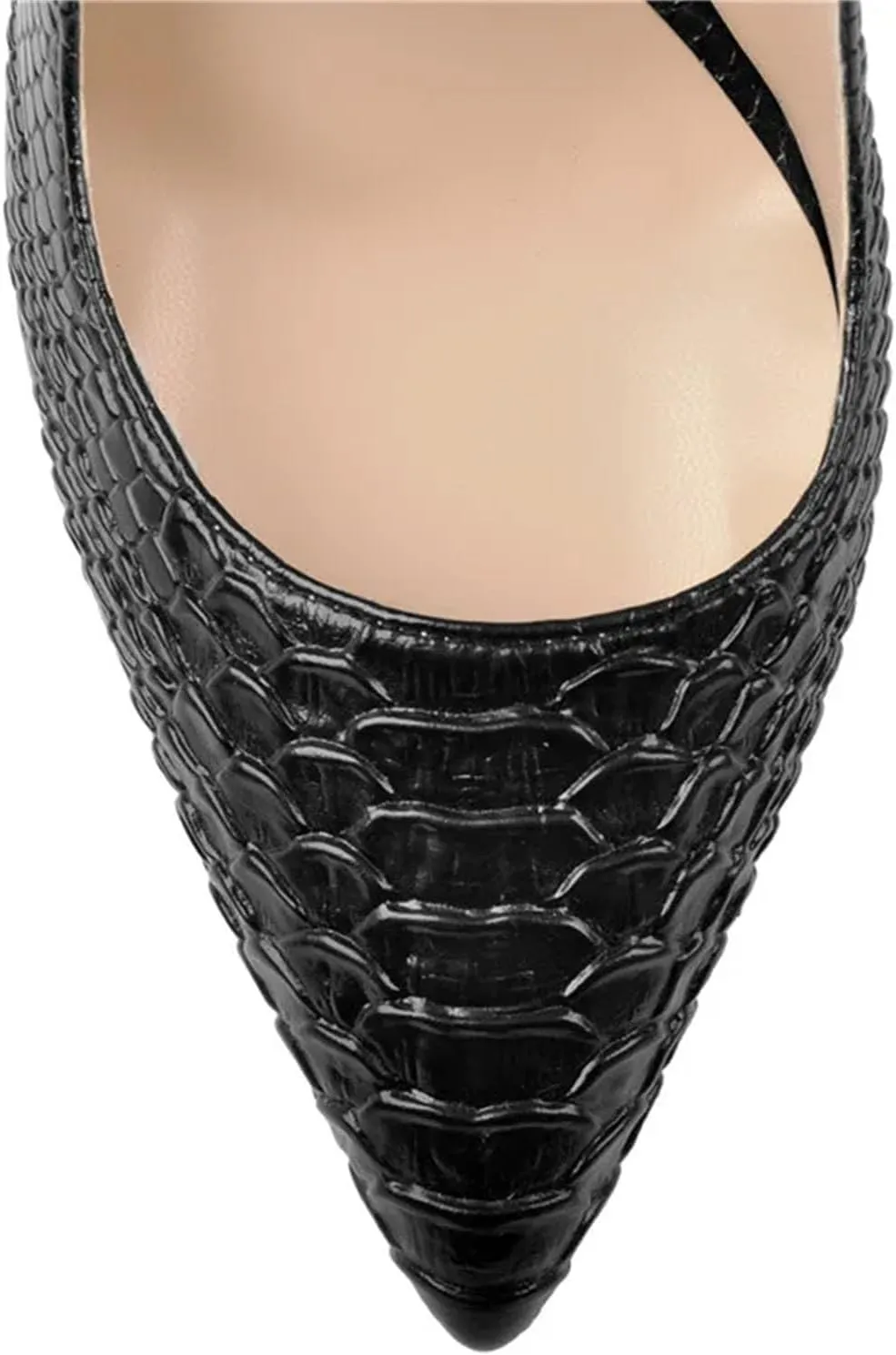 Women's Slingback Pointed Toe Fish Scale Pumps - 12cm Chunky Square Heel Dress Shoes
