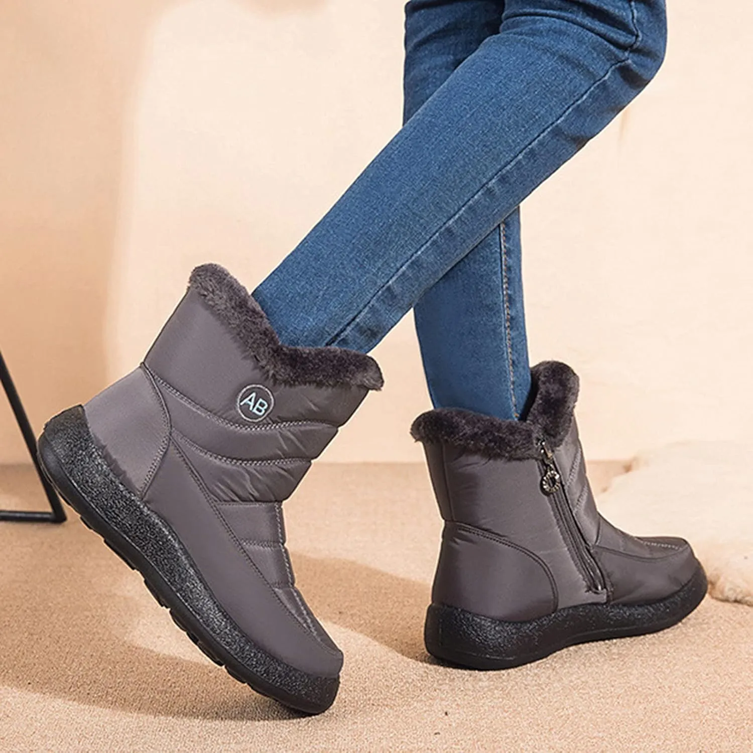 Womens Snow Boots Winter Boots for Women Waterproof Snow Winter Short Boots for Women Outdoor Flat Boots Keep Warm