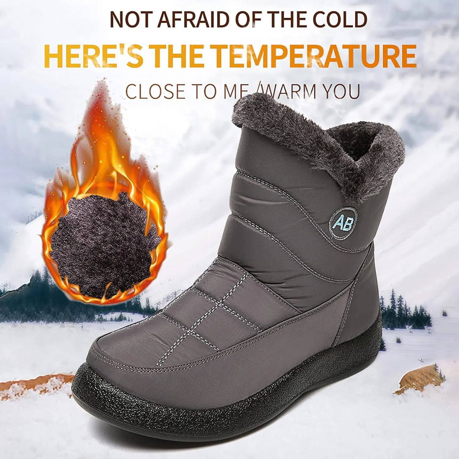 Womens Snow Boots Winter Boots for Women Waterproof Snow Winter Short Boots for Women Outdoor Flat Boots Keep Warm