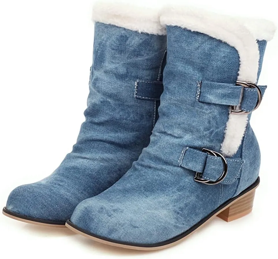 Women's Square Toe Denim Ankle Boots Embroidered Flower Zipper Block Low Heel Dressy Short Booties