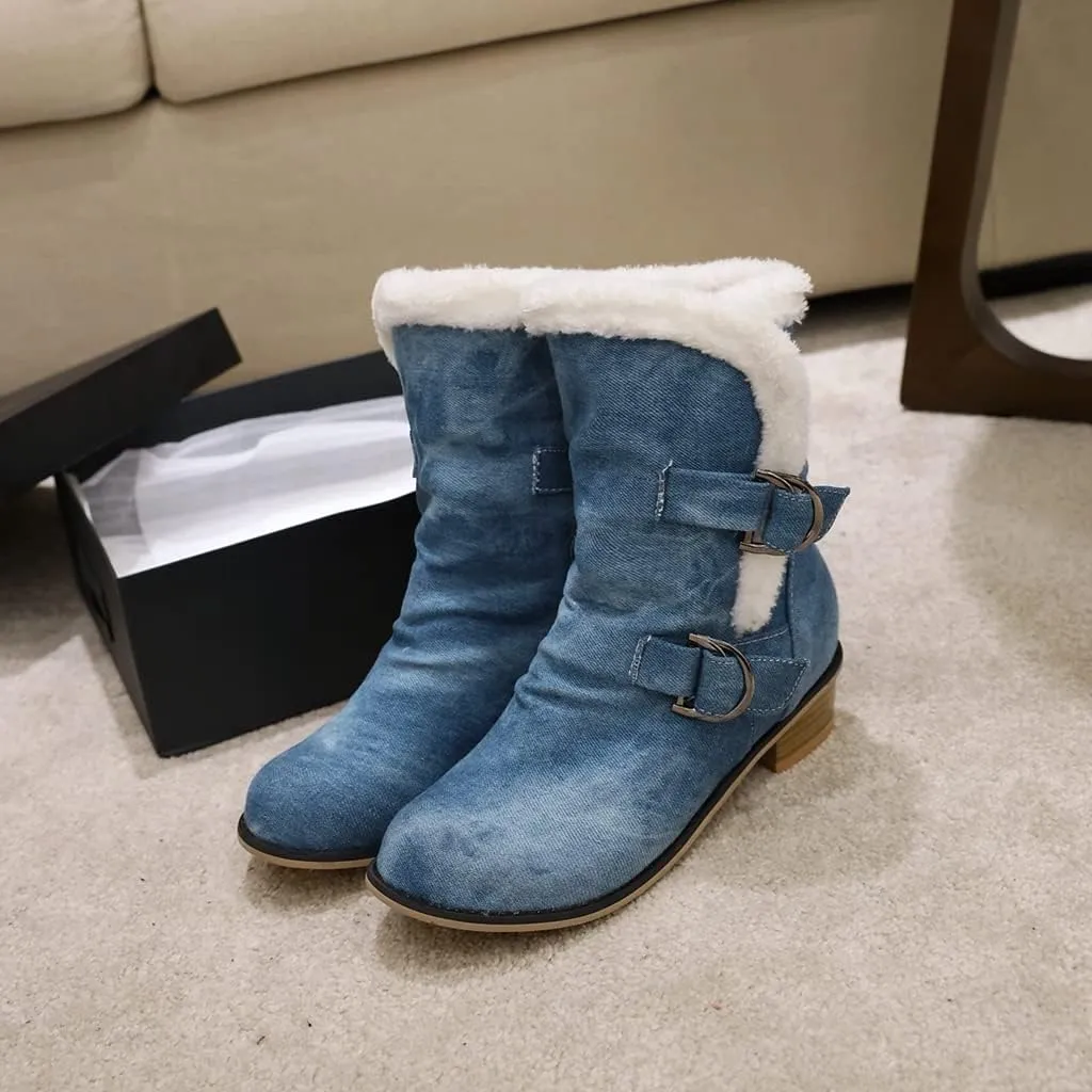 Women's Square Toe Denim Ankle Boots Embroidered Flower Zipper Block Low Heel Dressy Short Booties