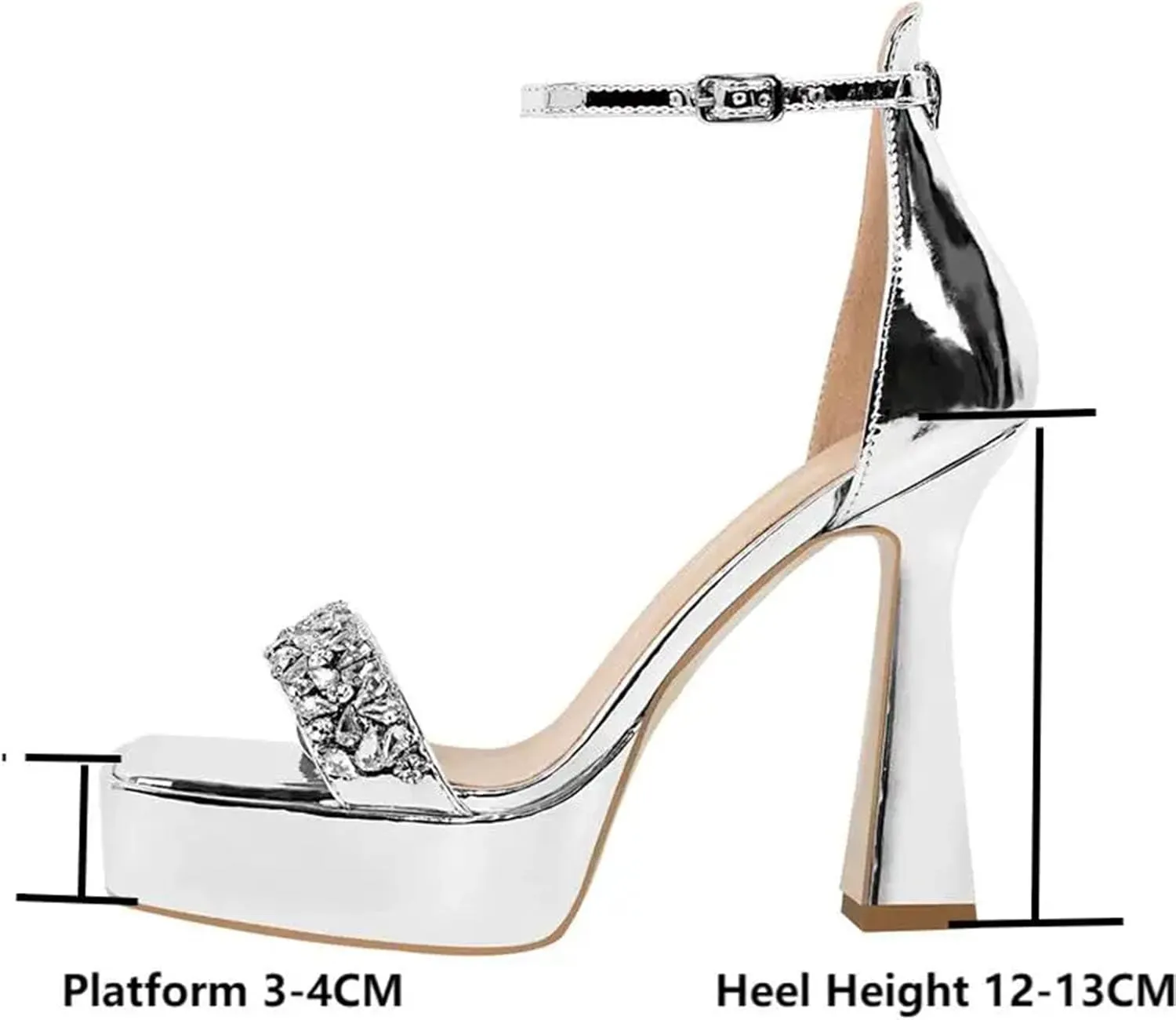 Women's Striped Chunky Sandals - Black White Party Platform Heels