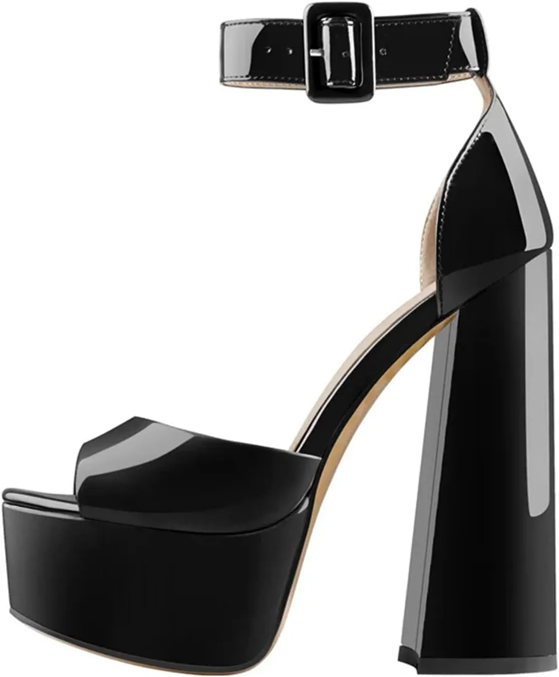 Women's Striped Platform Sandals - Chunky Square Heel Party Shoes