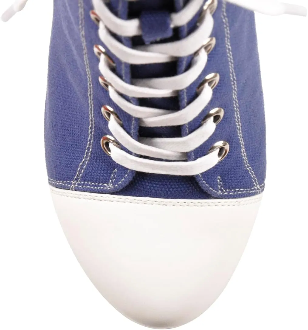 Women's Tie Up Platform High Heels Zip Up Ankle Boots Canvas Fashion Sneakers