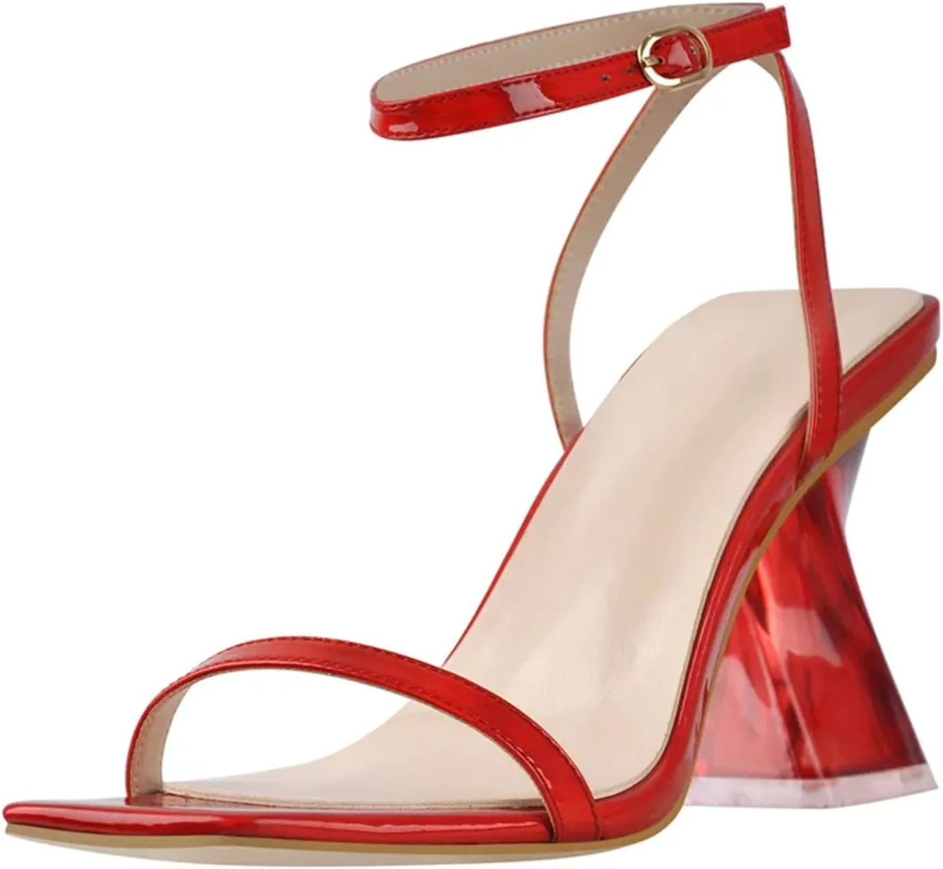 Women's Transparent Buckle Sandals - Square Peep Toe Casual Heels