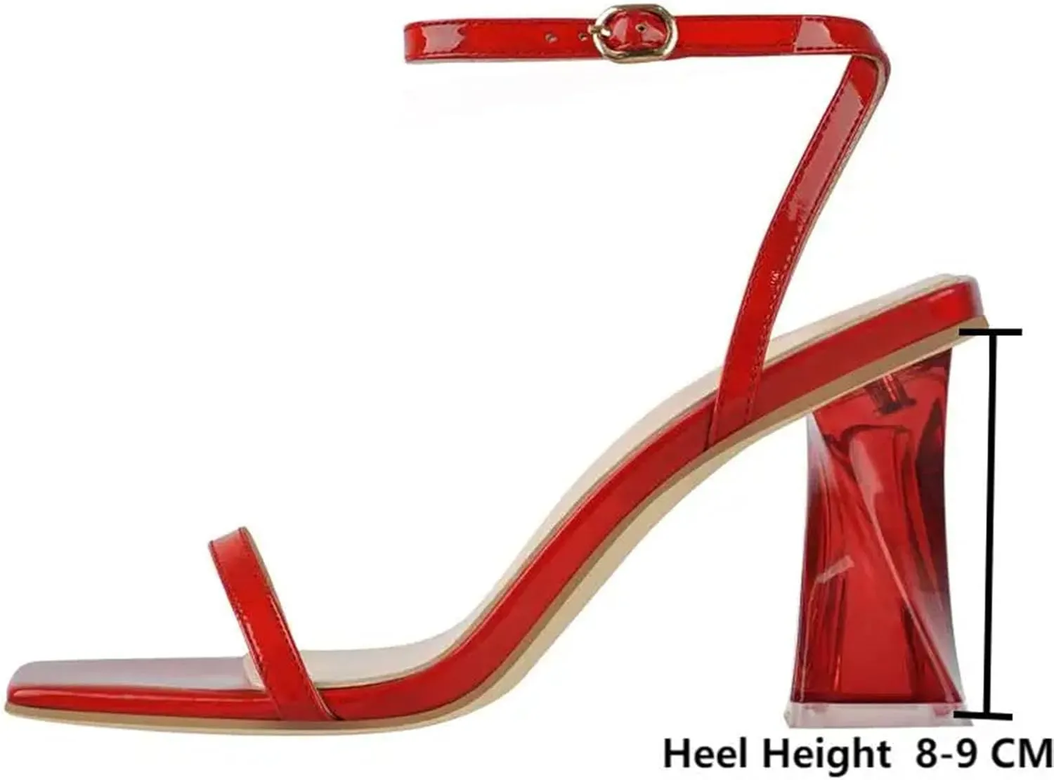 Women's Transparent Buckle Sandals - Square Peep Toe Casual Heels