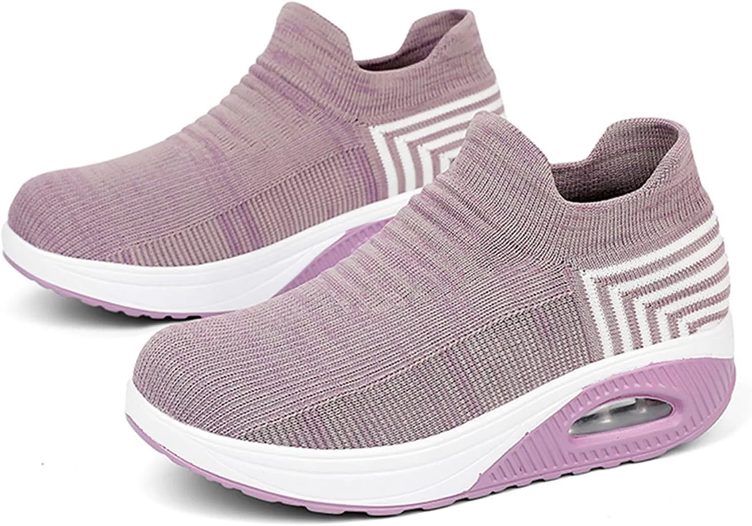 Women's Walking Shoes Socks Sneakers Breathable Mesh Slip-On Casual Shoes Thick Sole Loafers