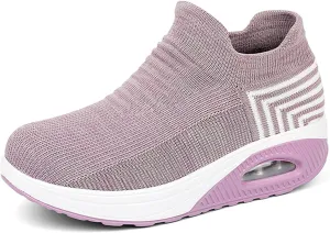 Women's Walking Shoes Socks Sneakers Breathable Mesh Slip-On Casual Shoes Thick Sole Loafers