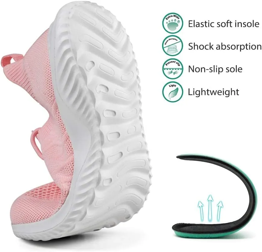 Womens Walking Tennis Shoes - Slip On Memory Foam Lightweight Casual Sneakers for Gym Travel Work