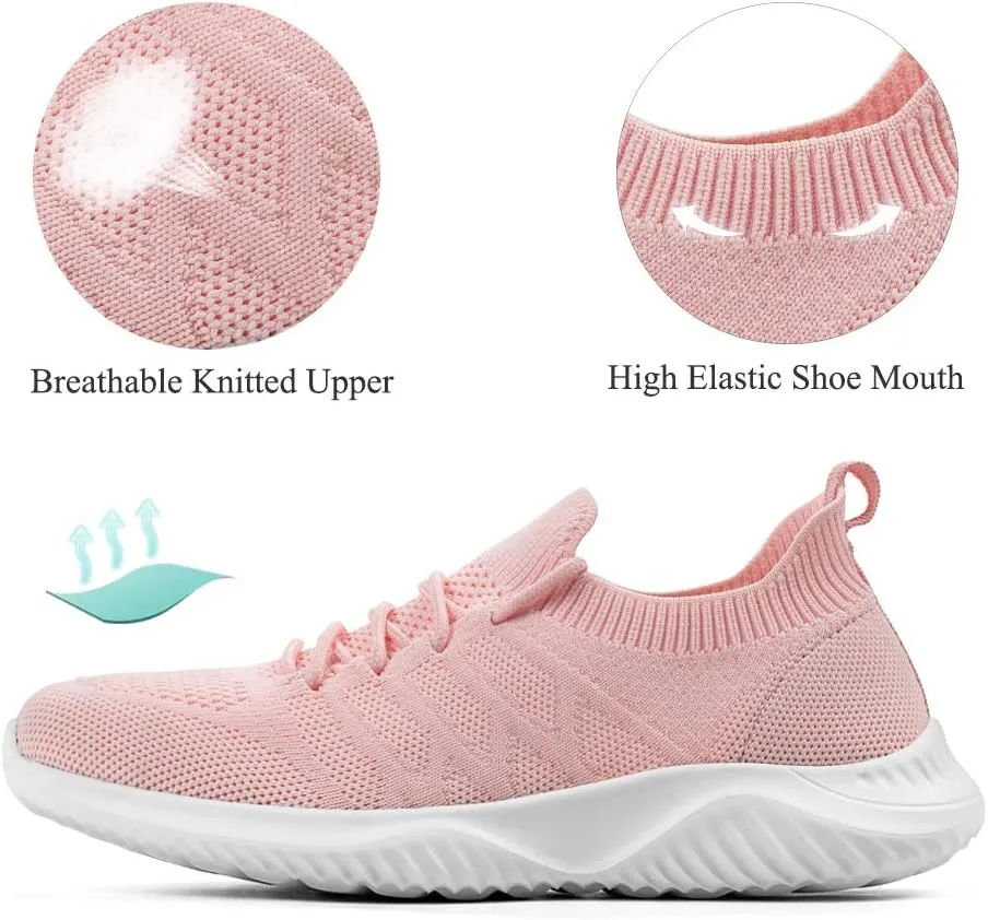 Womens Walking Tennis Shoes - Slip On Memory Foam Lightweight Casual Sneakers for Gym Travel Work