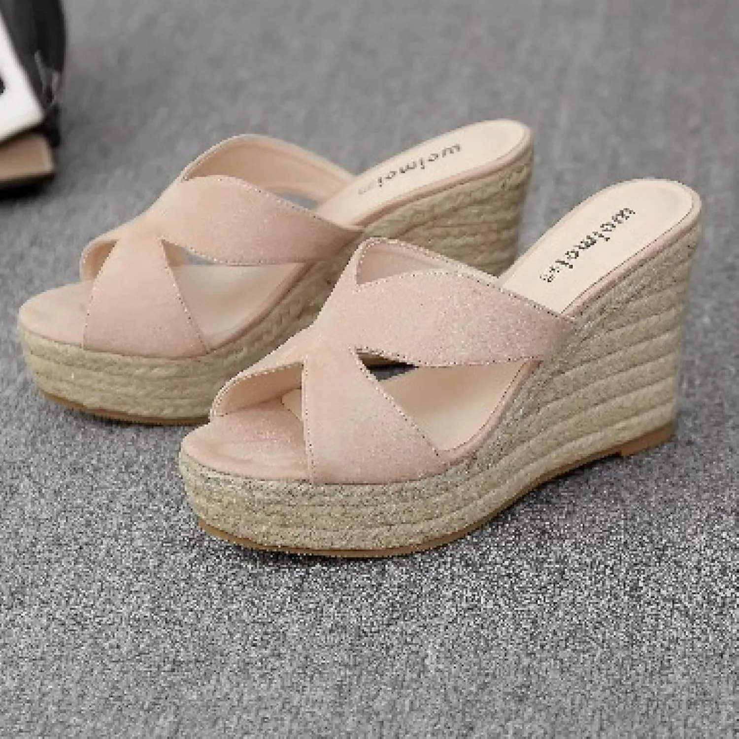 Women's Wedge-shaped Thick Soled Slippers Open Toed Lace up Sandals