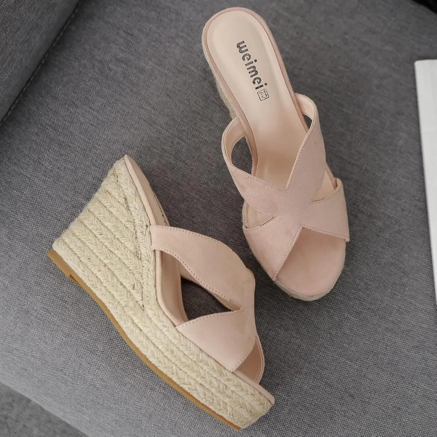 Women's Wedge-shaped Thick Soled Slippers Open Toed Lace up Sandals