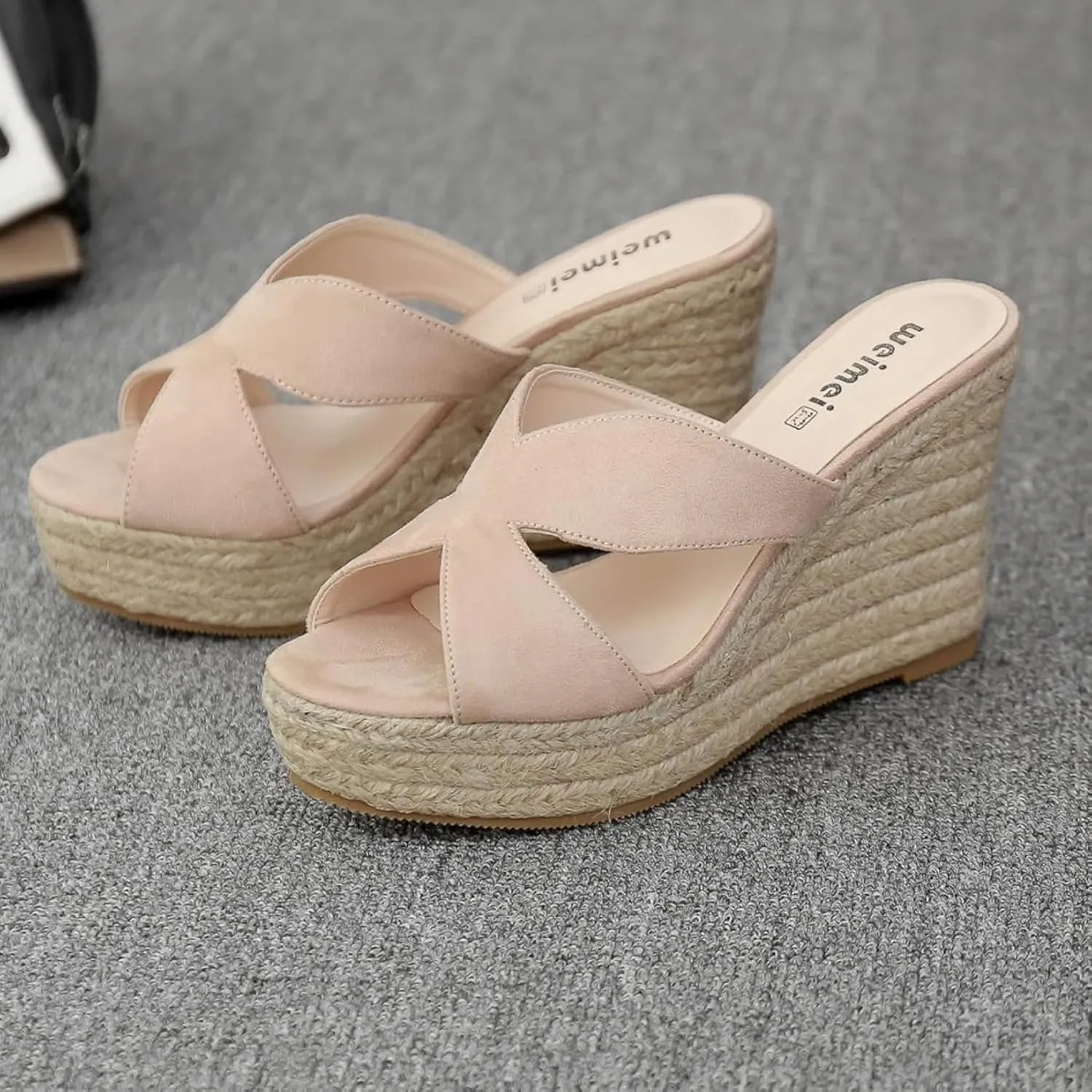 Women's Wedge-shaped Thick Soled Slippers Open Toed Lace up Sandals