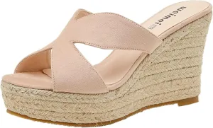 Women's Wedge-shaped Thick Soled Slippers Open Toed Lace up Sandals