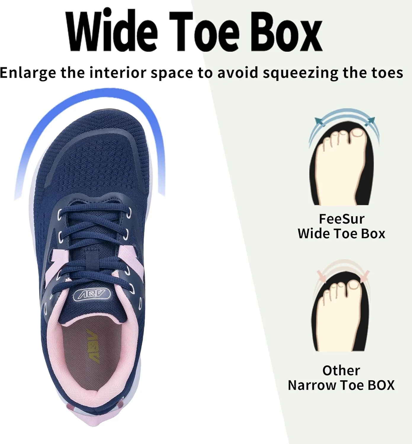 Womens Wide Toe Box Shoes Arch Support Walking Shoes Orthotic Wide Air Tennis Sneakers for Plantar Fasciitis