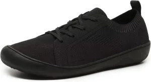 Women's Wide Toe Minimalist Barefoot Walking Shoes Comfort Low Top Knit Lace-up Sneakers Casual Outdoor Tennis Shoes