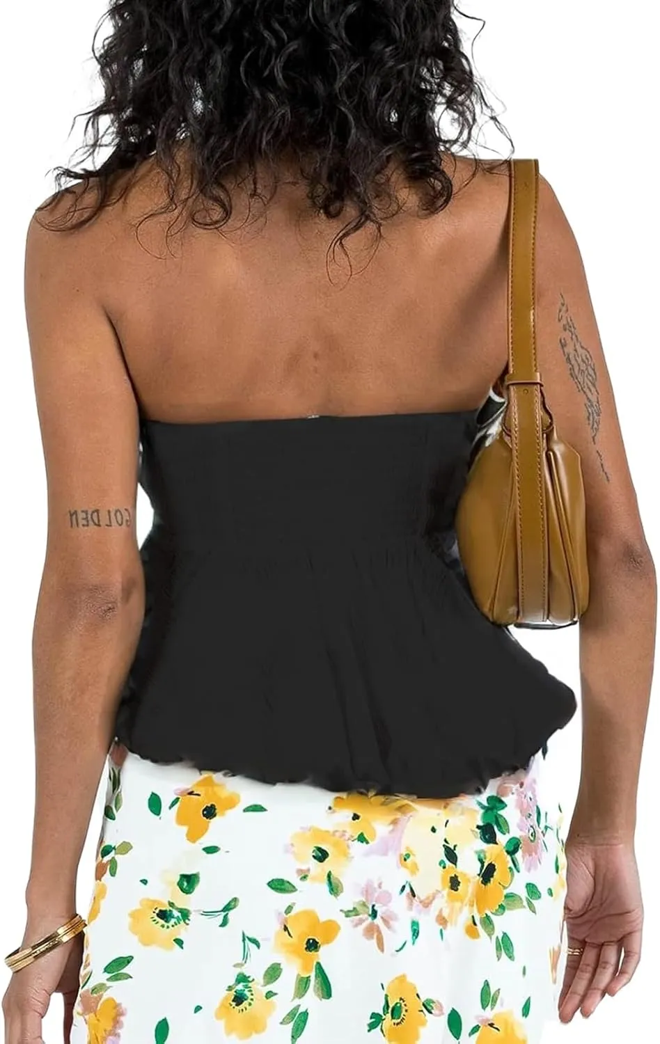 Women's Y2k Backless Tube Top Strapless Ruched Front Tie Babydoll Urban Outfitters Top Going Out Summer Casual Shirts