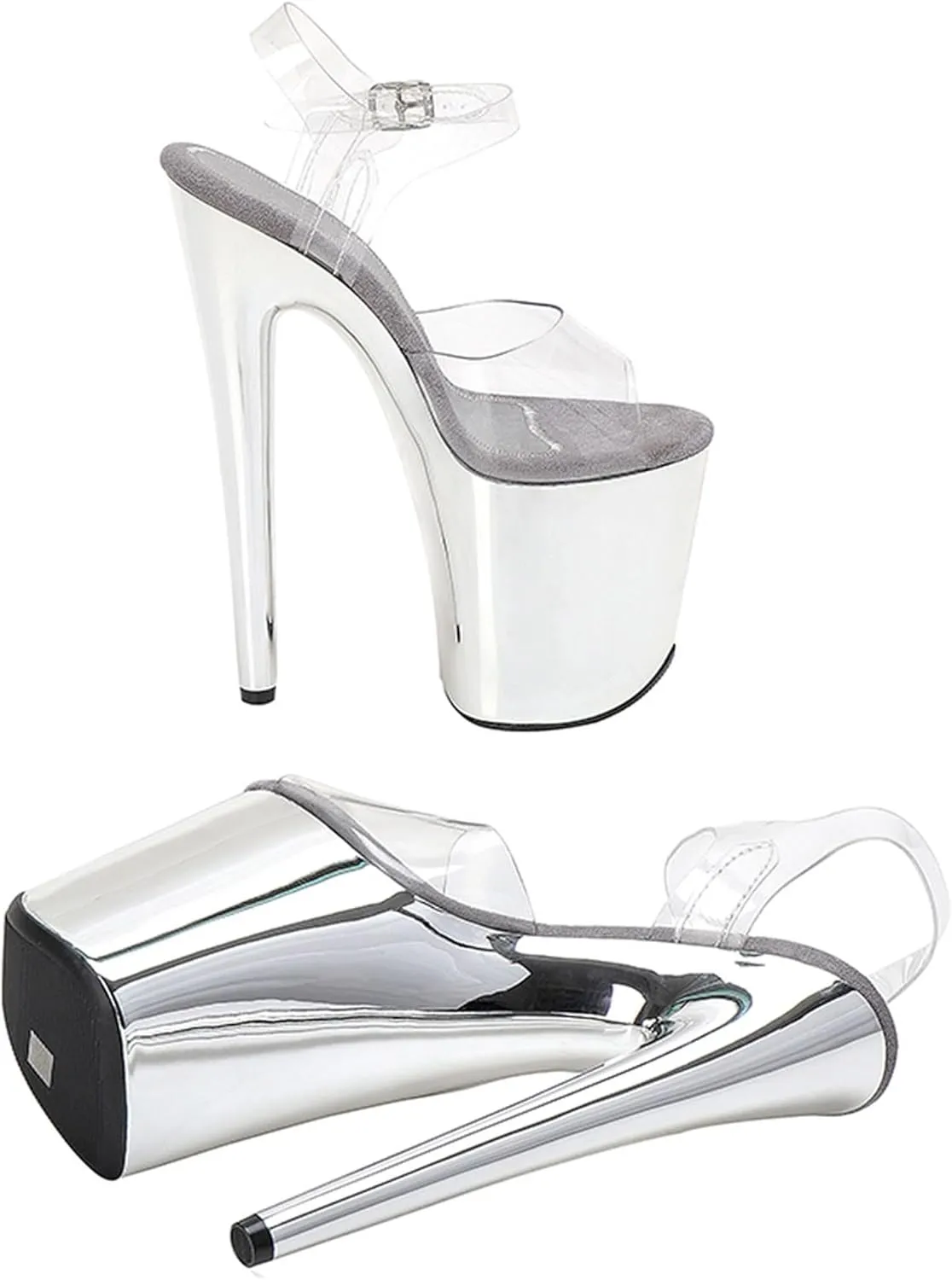 WUXIN H&P Women's 8 in Pole Dance High Heel Clear Platform Stiletto 6 7 in - Exotic Modern Dance Shoes for Pole Dancers, Exotic Dancers