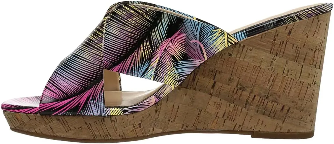 XYD Women Comfy Platform High Heel Sandals Clear Crisscross Strappy Cork Wedges Peep Toe Slip on Dress Vacation Shopping Mules