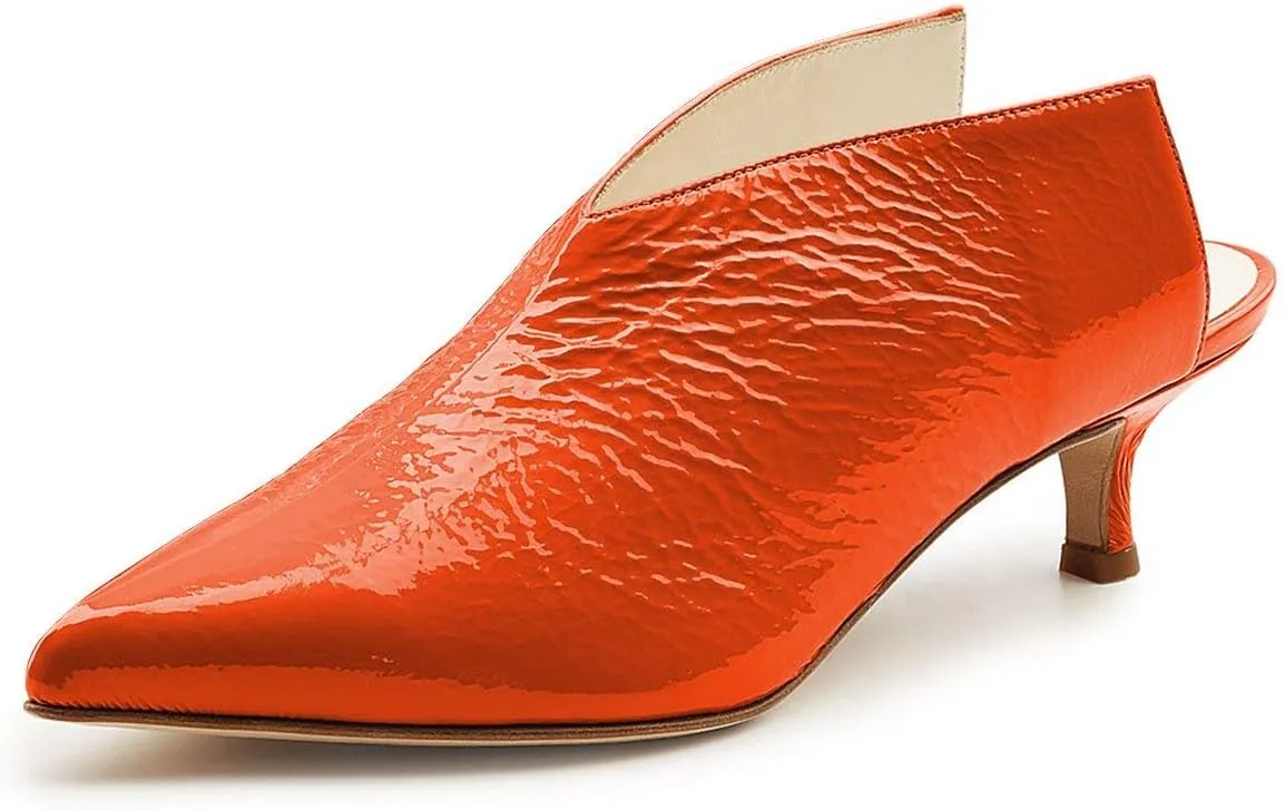 XYD Women Pointed Toe Kitten Mules Low Heels Slip On Pumps Slide Sandals Clog Backless Shoes