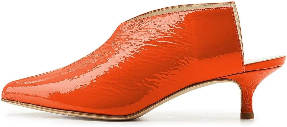 XYD Women Pointed Toe Kitten Mules Low Heels Slip On Pumps Slide Sandals Clog Backless Shoes