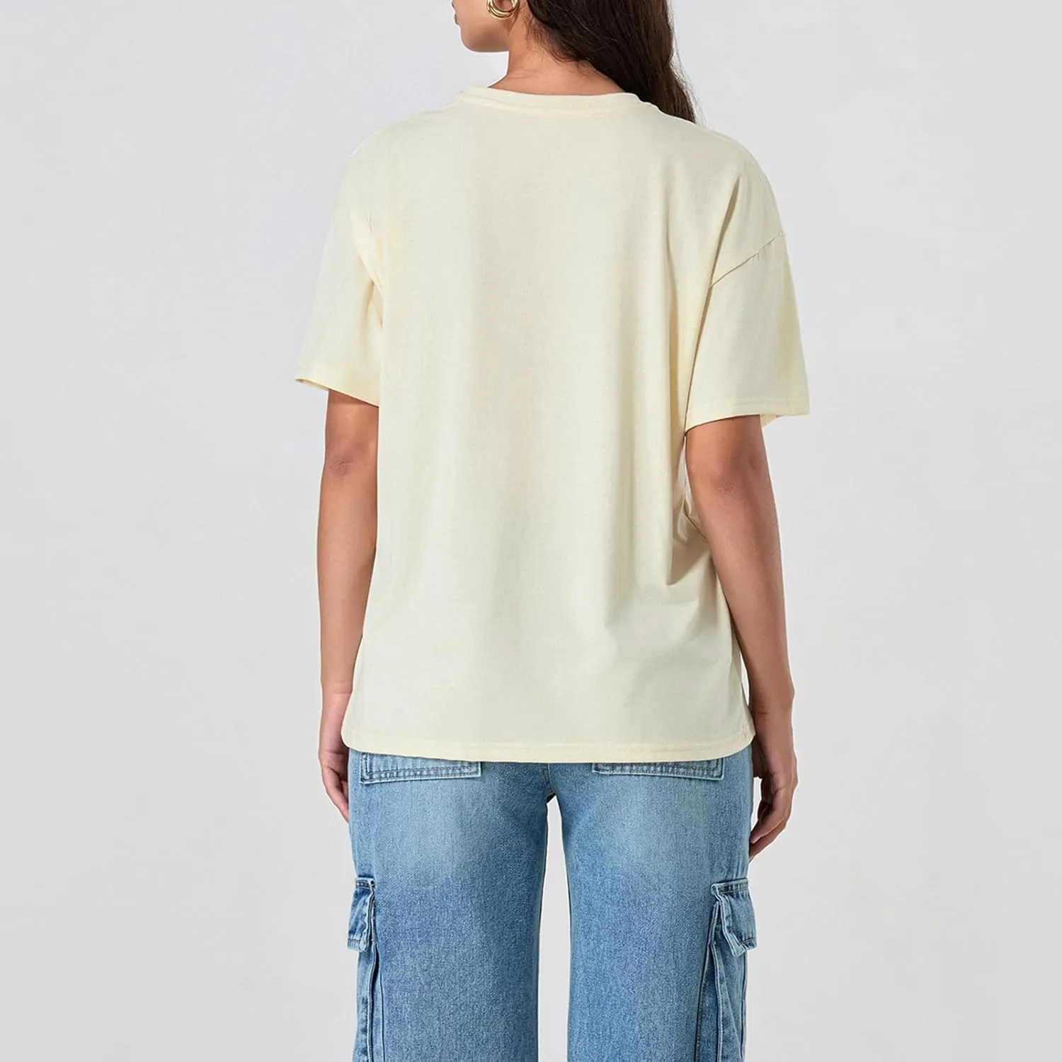 Y2k Oversized Graphic Tshirt for Women Cute Fruit Print Crew Neck Loose Baby Tee Casual Baggy Aesthetic Streetwear