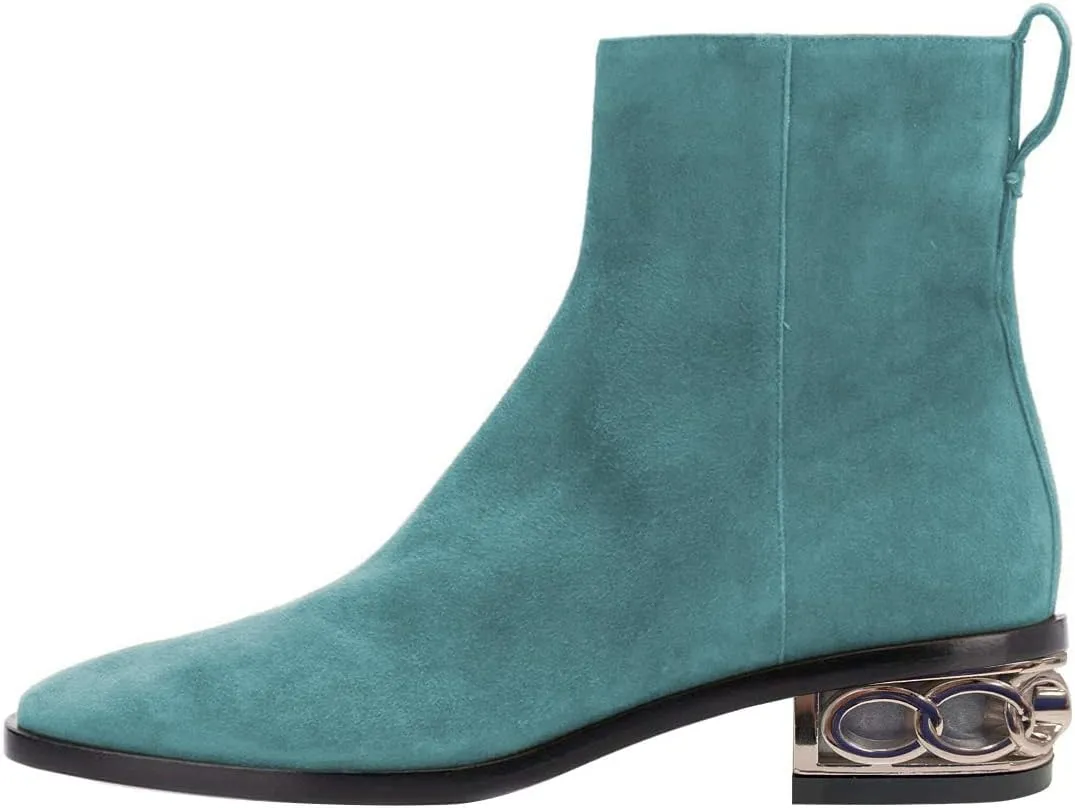 YDN Women Casual Square Closed Toe Ankle Boots Chunky Block Low Heels Short Booties Side Zipper Ladies Girls Fall Winter Dress Shoes