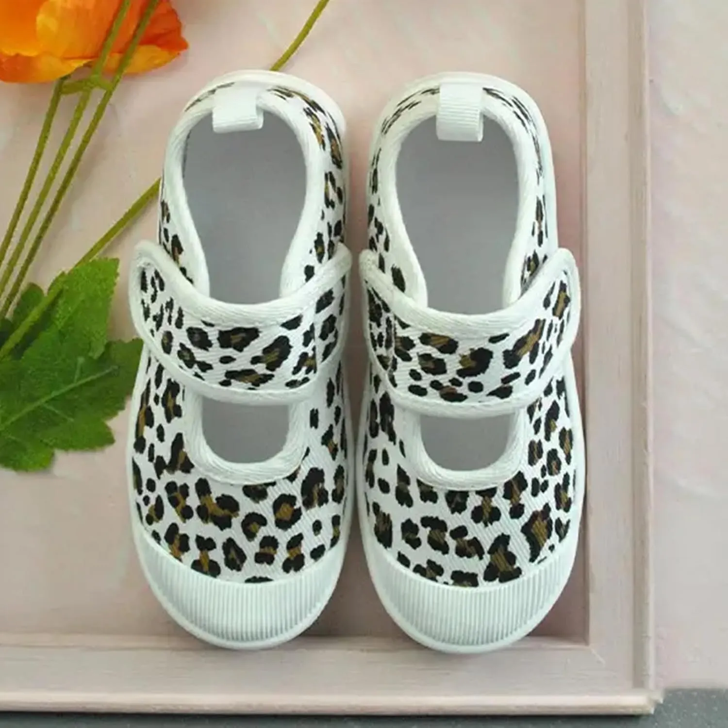 YIBLBOX Toddler Girl's Mary Jane Flat Loafers Canvas Sneakers for Unisex Kids Casual School Uniform Walking Dress Shoes