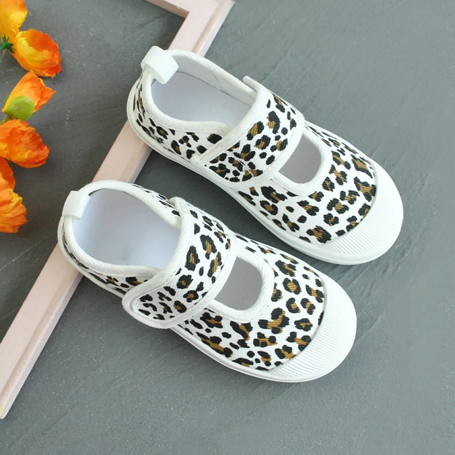 YIBLBOX Toddler Girl's Mary Jane Flat Loafers Canvas Sneakers for Unisex Kids Casual School Uniform Walking Dress Shoes