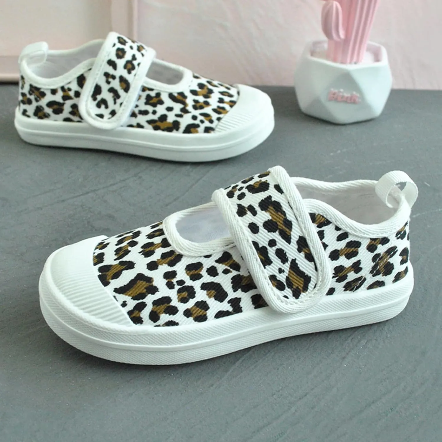 YIBLBOX Toddler Girl's Mary Jane Flat Loafers Canvas Sneakers for Unisex Kids Casual School Uniform Walking Dress Shoes