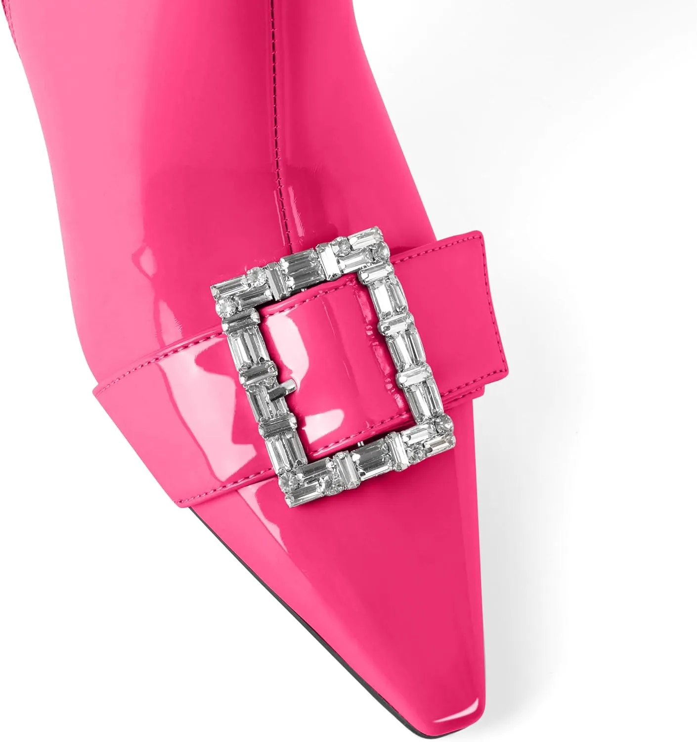 YODEKS Ankle Boots For Women Short Boots Pointed Toe 3.5 Inch High Heel Boots Rhinestone Buckle Boots