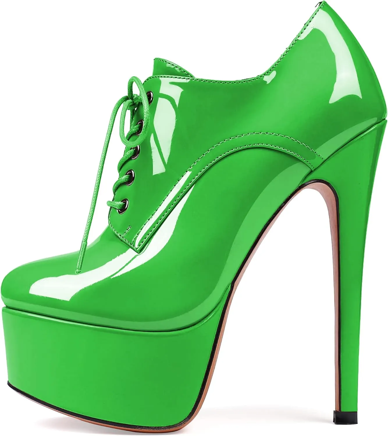 YODEKS Women's Platform Pumps Stiletto High Heel Ankle Bootie Lace Up Closed Toe Sexy Leather Short Boots