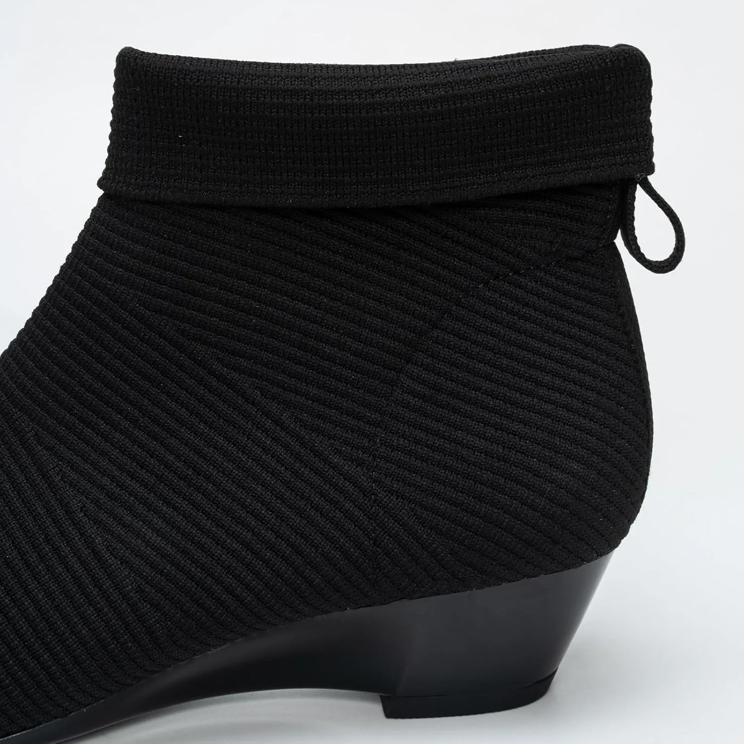 youngshow Women’s Booties Comfortable Knitted Low Heel Boots For Women Ankle Booties Pointed Toe Slip On Fall Winter Ladies Dress Shoes
