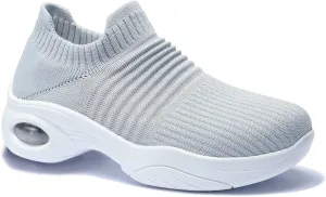 ZZS Women's Walking Shoes Sock Sneakers Mesh Slip On Air Cushion Nurse Shoes Platform Loafers